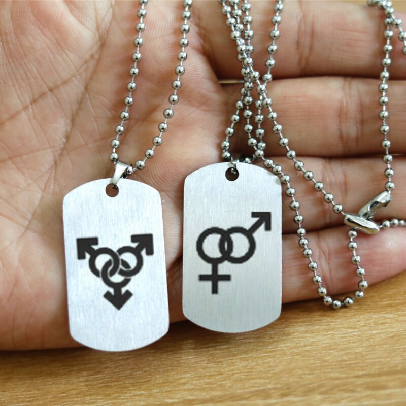 Gay Flag Stainless Steel Army Tag Lovers Pendant Necklace Pride LGBT Gay Lesbian Logo Dog Tag Necklace Punk Jewelry YMCA