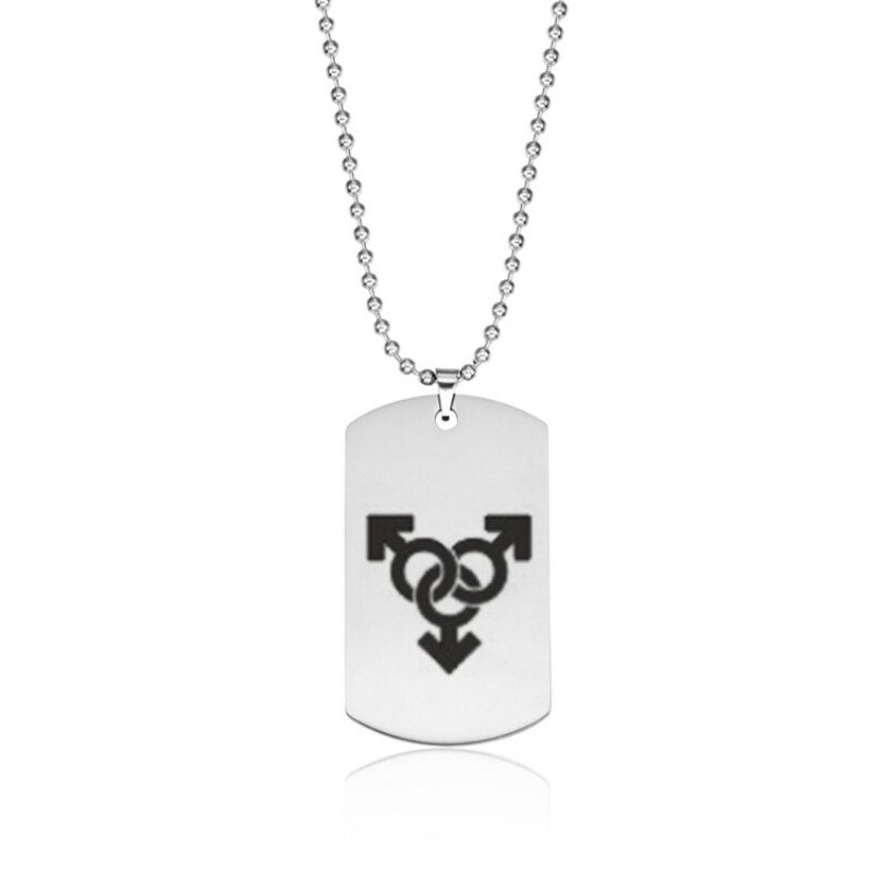 Gay Flag Stainless Steel Army Tag Lovers Pendant Necklace Pride LGBT Gay Lesbian Logo Dog Tag Necklace Punk Jewelry YMCA