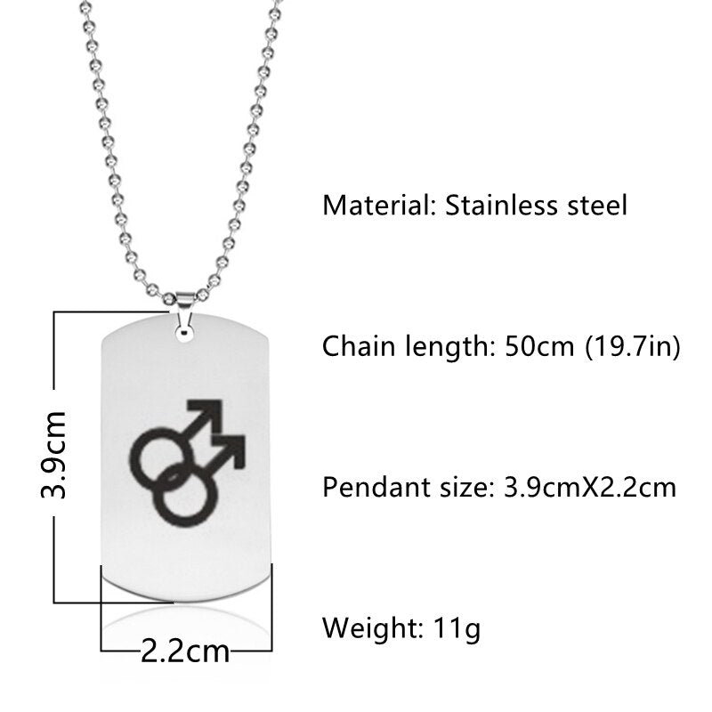Gay Flag Stainless Steel Army Tag Lovers Pendant Necklace Pride LGBT Gay Lesbian Logo Dog Tag Necklace Punk Jewelry YMCA