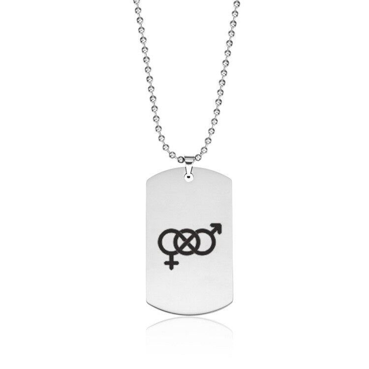 Gay Flag Stainless Steel Army Tag Lovers Pendant Necklace Pride LGBT Gay Lesbian Logo Dog Tag Necklace Punk Jewelry YMCA