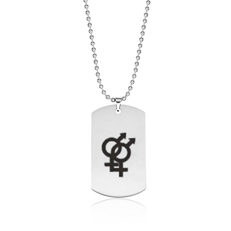 Gay Flag Stainless Steel Army Tag Lovers Pendant Necklace Pride LGBT Gay Lesbian Logo Dog Tag Necklace Punk Jewelry YMCA