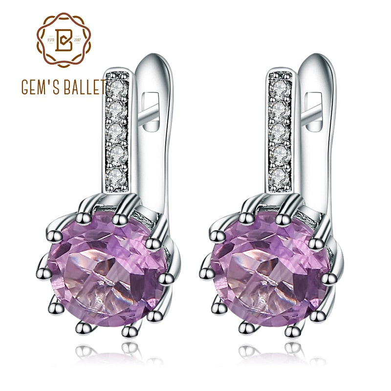 4.02Ct Round Natural Amethyst Earrings Fine Jewelry Soild 925 Sterling Silver Earrings For Women Earring Fashion