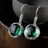 Gemstone Earrings 2020 For Women,100% Silver 925 Mosaic Green Crystal Drop Earrings Elegance Fine Jewels For Wedding Gift