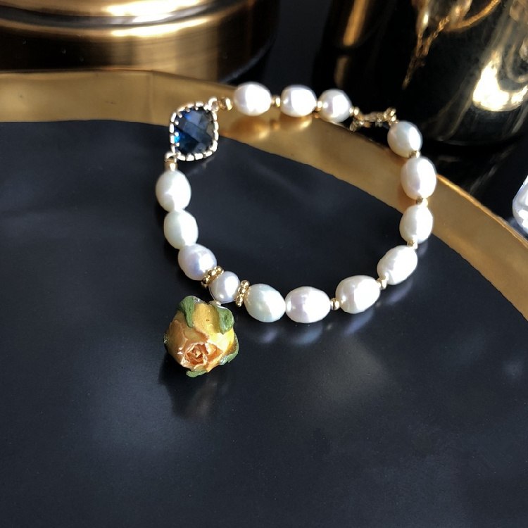 Gemstone Natural Baroque Pearl Bracelet & Bangle For Women Adjustable Flower Shape Bracelets LAN CAI Brand Jewelry