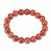 Gemstone-inside Natural Round Smooth Red Agate Elastic Mala Jewelry Woman Jewelry Beautiful Red Chalcedony Half Elastic Bracelet