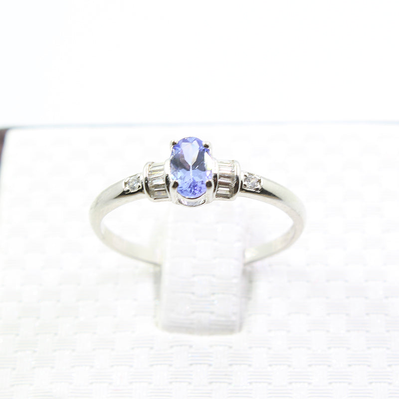 Genuine 0.5 ct VS grade tanzanite engagement ring simple design 925 sterling silver tanzanite ring romantic birthd gift