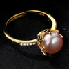 Genuine 100% 925 Sterling Silver Ring Natural Pearl 18K Yellow Gold Women's Ring Ring