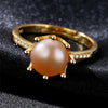 Genuine 100% 925 Sterling Silver Ring Natural Pearl 18K Yellow Gold Women's Ring Ring
