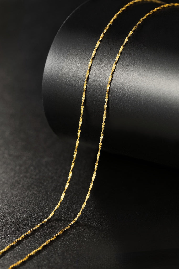 Genuine 14k Gold Color Necklace For Women Water Wave Chain Snake Bone/starry/Cross Chain 18 inches Necklace Pendant Fine Jewelry