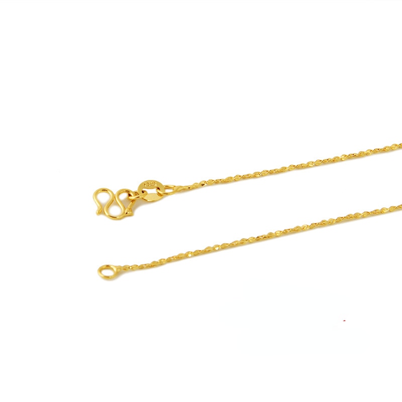 Genuine 14k Gold Color Necklace For Women Water Wave Chain Snake Bone/starry/Cross Chain 18 inches Necklace Pendant Fine Jewelry