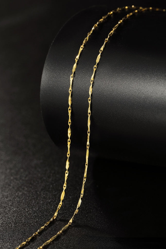 Genuine 14k Gold Color Necklace For Women Water Wave Chain Snake Bone/starry/Cross Chain 18 inches Necklace Pendant Fine Jewelry