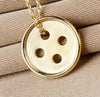 Genuine 18K Au750 Rose Gold Frosted Smooth Button Necklace Woman Fashion Jewelry Birthd Gift Free Engraving Dropship