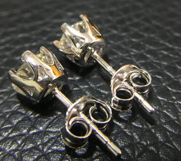 Genuine 18K Plated Sterling Silver Push Back H Color 5mm 1ctw Test Positive Round Cut Moissanite Diamond Earrings For Women