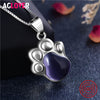 Genuine 925 Sterling Silver Bear Paw Shinning Crystal CZ Zircon Pendants Necklaces Animal Fashion Women Necklace Jewelry