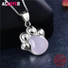 Genuine 925 Sterling Silver Bear Paw Shinning Crystal CZ Zircon Pendants Necklaces Animal Fashion Women Necklace Jewelry