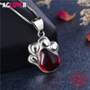 Genuine 925 Sterling Silver Bear Paw Shinning Crystal CZ Zircon Pendants Necklaces Animal Fashion Women Necklace Jewelry