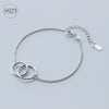 Genuine 925 Sterling Silver Double Circle Interlocking Round Love circle chain bracelet GTLS148