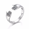 Genuine 925 Sterling Silver Double Layer Give Me A Hug Hand Open Finger Rings for Women Sterling Silver Jewelry
