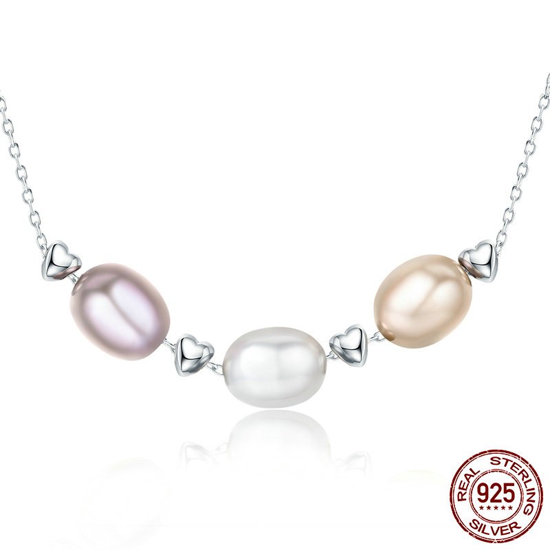 Genuine 925 Sterling Silver Pearl Women Pendant Necklaces Romantic Anniversary Birthd Gift Fine Jewelry HB03H