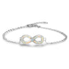 Genuine 925 Sterling Silver Infinity Bracelets & Bangles For Women Heart 8 Shape Blue & White Fire Opal Chain Bracelet Party
