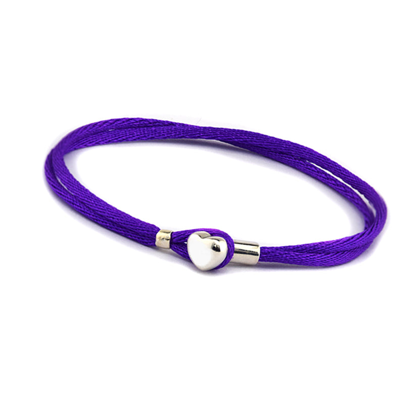 Genuine 925 Sterling-Silver-Jewelry Bracelets for Women DIY Jewelry Purple Fabric Cord Bracelet Fits Silver Beads Charm 804