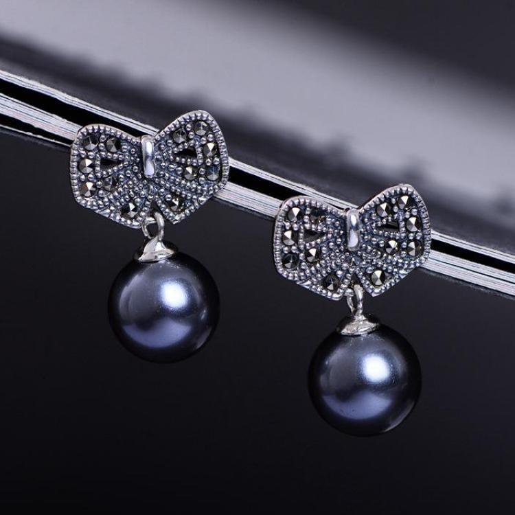 Genuine 925 Sterling Silver Jewelry Shell Pearl Earring Butterfly Vintage Design Inlaid Mosaic CZ Stone Oorbellen Voor Vrouwen