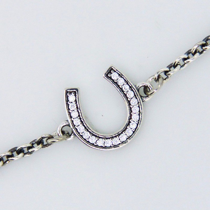 Genuine 925 Sterling-Silver-Jewelry Symb of Luck Silver Bracelets DIY Jewelry for Women FLB005