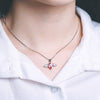 Genuine 925 Sterling Silver Necklace Fashion Angel Wings Crystal Heart Necklaces Party Birthd Jewelry Gifts For Women Girls