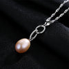 Genuine 925 Sterling Silver Necklace Natural Pearl Pendant Women Fashion Wedding Chain Jewelry