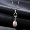 Genuine 925 Sterling Silver Necklace Natural Pearl Pendant Women Fashion Wedding Chain Jewelry