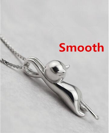 Genuine 925 Sterling Silver Necklaces Cats Pendants&Necklaces Sterling Silver 925 Kitty Necklace Fine Jewelry Colar H064