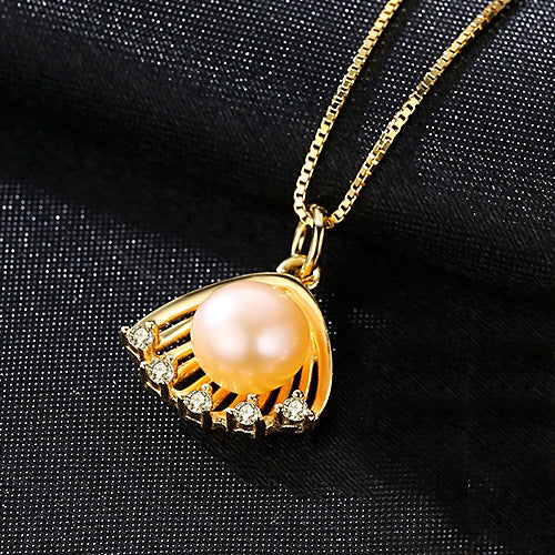 Genuine 925 Sterling Silver Pendant Necklace Natural Pearl Shell Pendant for Women Jewelry Gift