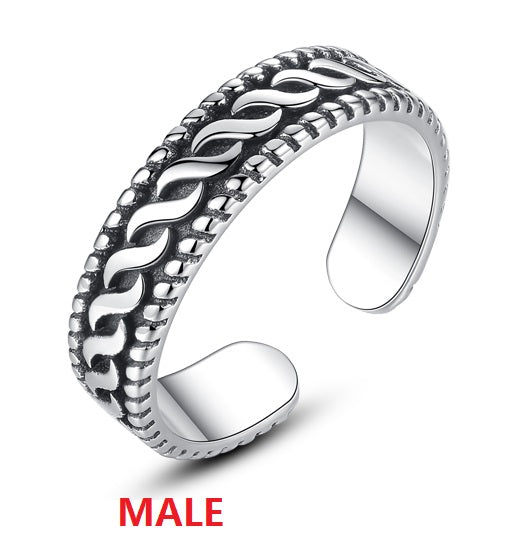 Genuine 925 Sterling Silver Vintage Rings For Couple Lover's Engagement Twist Stackeble Finger Cuff Rings for Valentine's Days