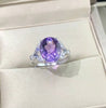 Genuine Amethyst Purple Stone Rings Real Pure 925 Sterling Silver Antique Female Designs Oval Ring Engagement Jewelry Rings
