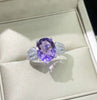 Genuine Amethyst Purple Stone Rings Real Pure 925 Sterling Silver Antique Female Designs Oval Ring Engagement Jewelry Rings