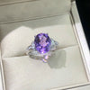 Genuine Amethyst Purple Stone Rings Real Pure 925 Sterling Silver Antique Female Designs Oval Ring Engagement Jewelry Rings
