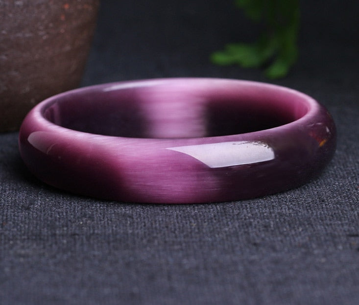 Genuine Bright DarkPurple Natural Cat Eye Stone Bangle Bracelet ,Fine Opal Bangle Jewelry Lucky Gift For Woman Can Drop Shipping