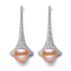 Genuine long pearl earrings for women,big stud natural pearl earring wedding 925 silver jewelry girlfriend best gift