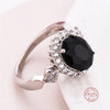 Genuine Jewelry  Sterling Plata Stackable Ring Round Black CZ Crystal Finger Rings for Women Wedding Party Bague Bijoux