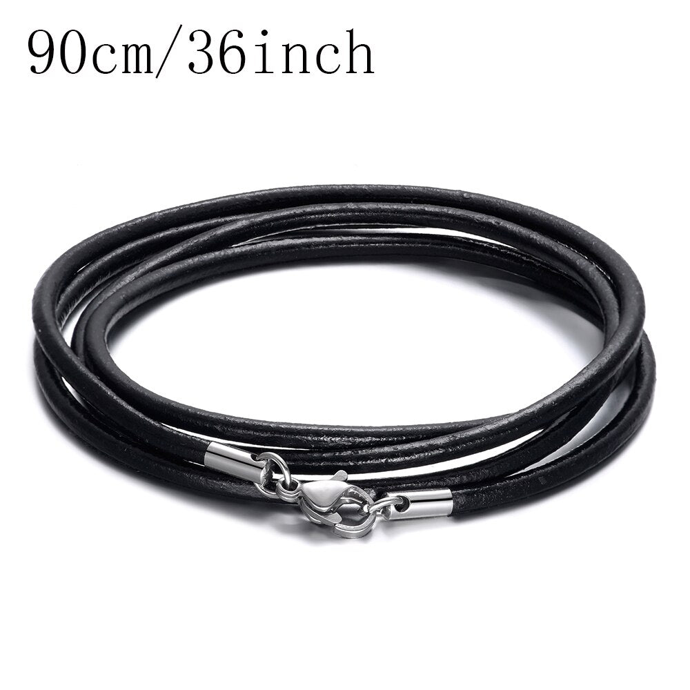 Genuine Leather Necklace Chain For Women Men Stainless Steel Clasp For DIY Necklaces Cords  Jewelry Accessories Gift 2021