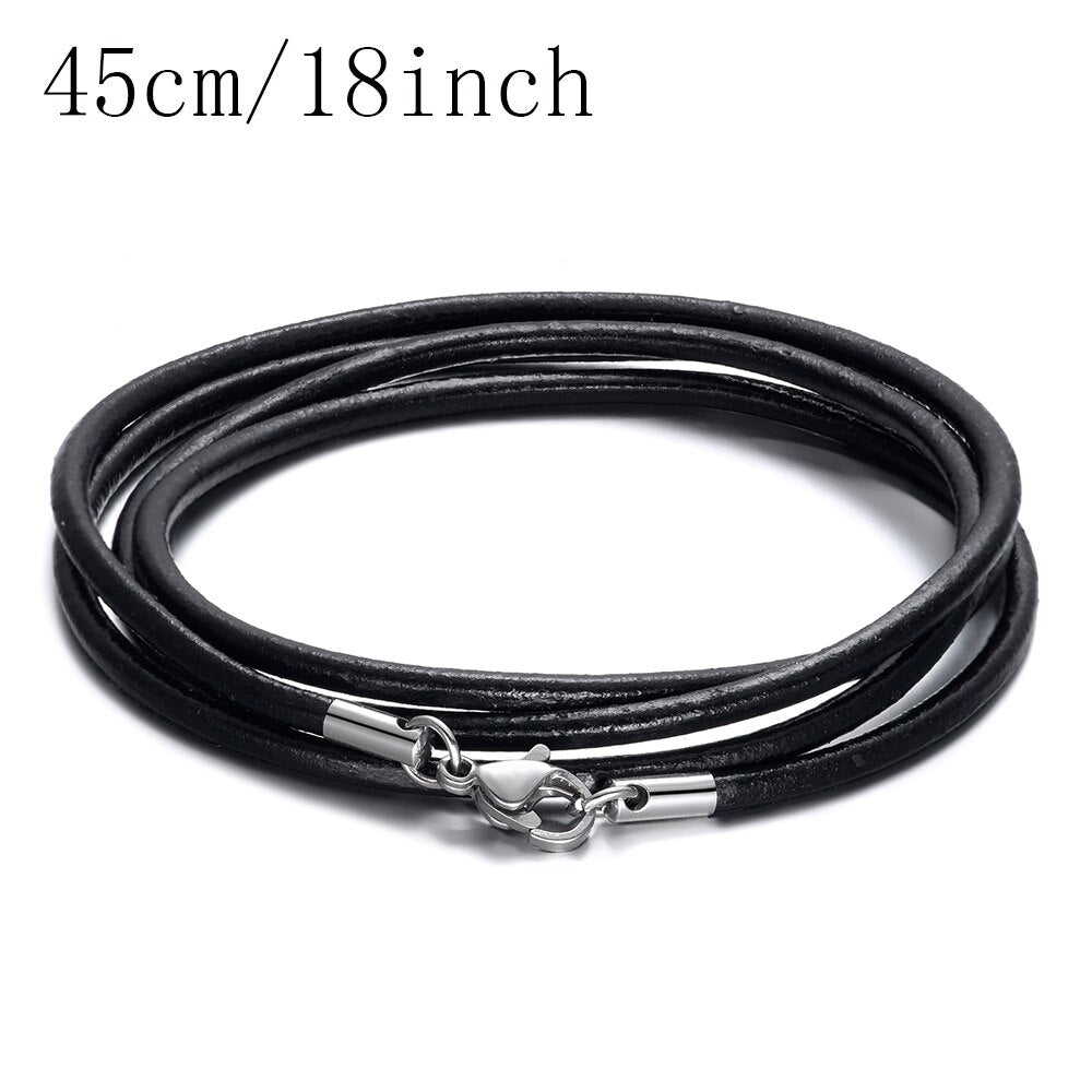 Genuine Leather Necklace Chain For Women Men Stainless Steel Clasp For DIY Necklaces Cords  Jewelry Accessories Gift 2021