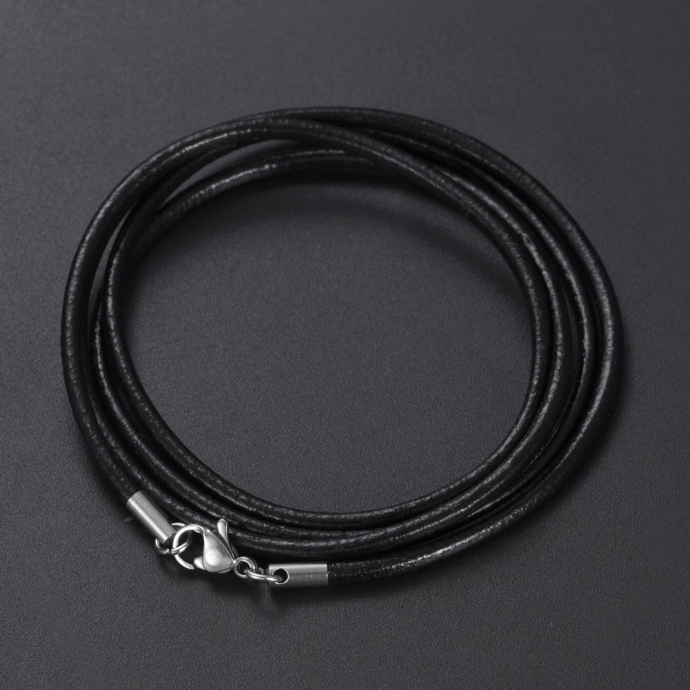 Genuine Leather Necklace Chain For Women Men Stainless Steel Clasp For DIY Necklaces Cords  Jewelry Accessories Gift 2021