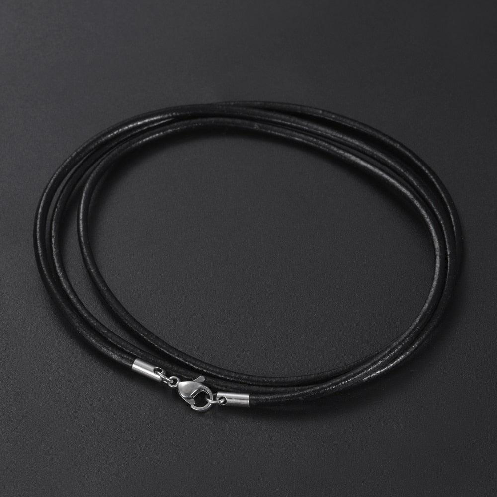 Genuine Leather Necklace Chain For Women Men Stainless Steel Clasp For DIY Necklaces Cords  Jewelry Accessories Gift 2021