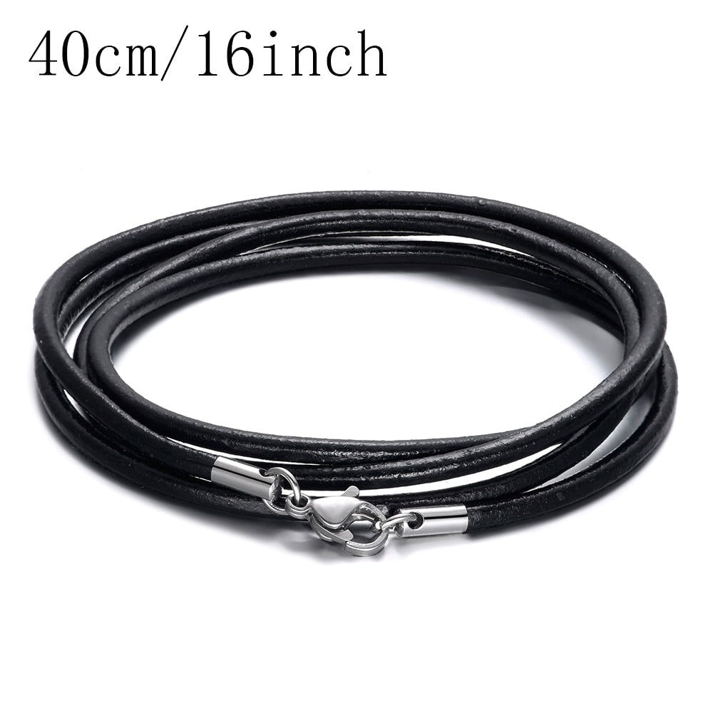 Genuine Leather Necklace Chain For Women Men Stainless Steel Clasp For DIY Necklaces Cords  Jewelry Accessories Gift 2021