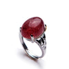 Genuine Natural Strawberry Quartz Crystal Wedding Ring Adjustable Size Woman Lady Silver Fashion Party Ring 15*12mm