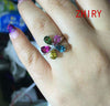 Genuine Natural Tourmaline Gem Ring 925 Sterling Silver Flower Women Jewelry