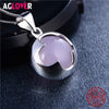 Genuine Real 925 Solid Silver Necklace 10mm CZ Clover Pendant Necklace Women Wedding Jewelry Three Color Options