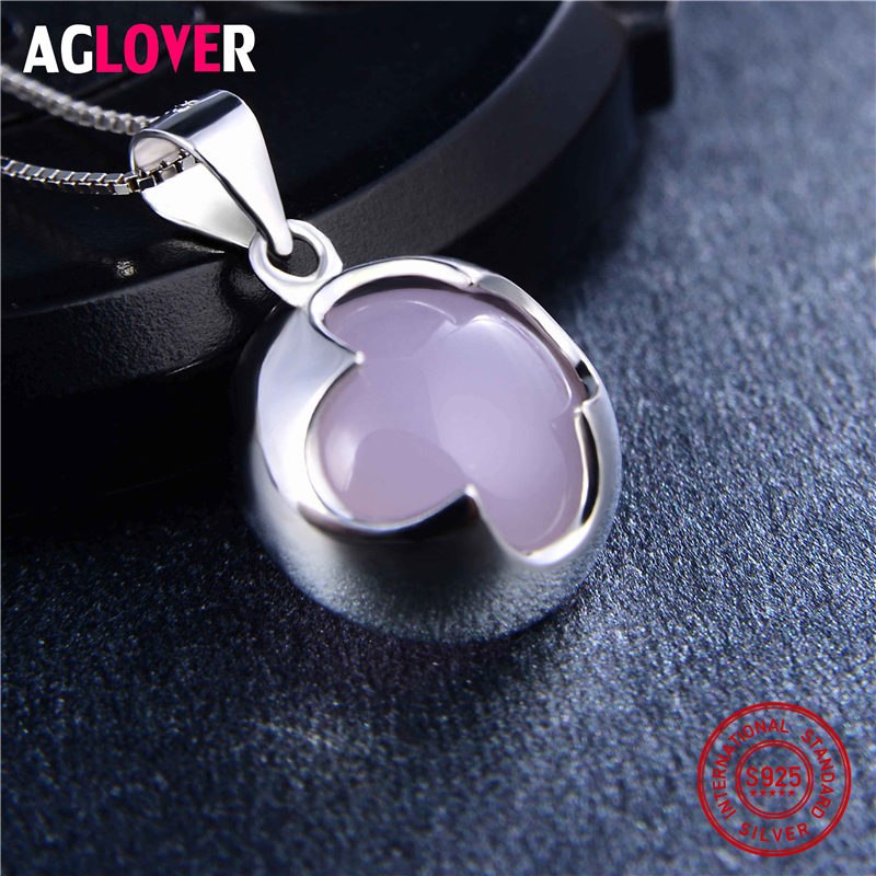 Genuine Real 925 Solid Silver Necklace 10mm CZ Clover Pendant Necklace Women Wedding Jewelry Three Color Options