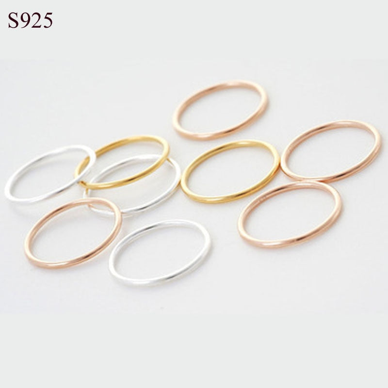 Genuine Real Pure Solid 925 Sterling Silver Rings for Women Jewelry Gold Round Circle Female Finger Ring Party Bague China Size