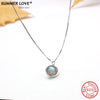 Genuine S925 Sterling Silver Labradorite Pendant Necklace For Women Fine Jewelry Nature Gemstone Handmade bijoux femme
